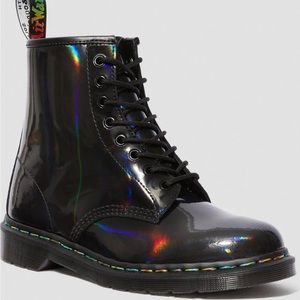 Dr Martens 1460 Boots Black Polish Rainbow Patent - Size 7 or size 6.5